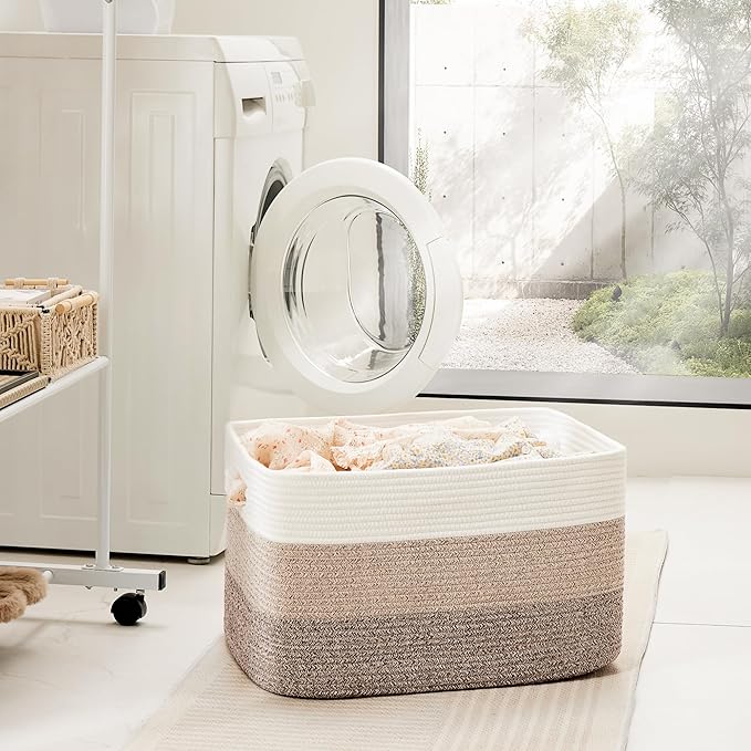 Blanket Basket, Rectangle Woven Baskets - Image 3