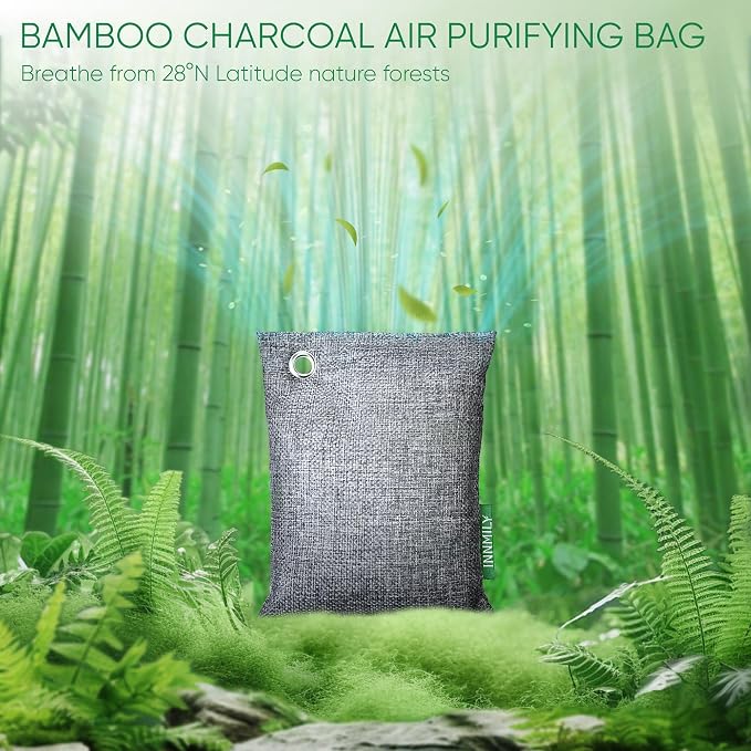 Activated Charcoal Odor Absorber, Large 4x200g w Hooks Nature Odor Eliminator - Image 2