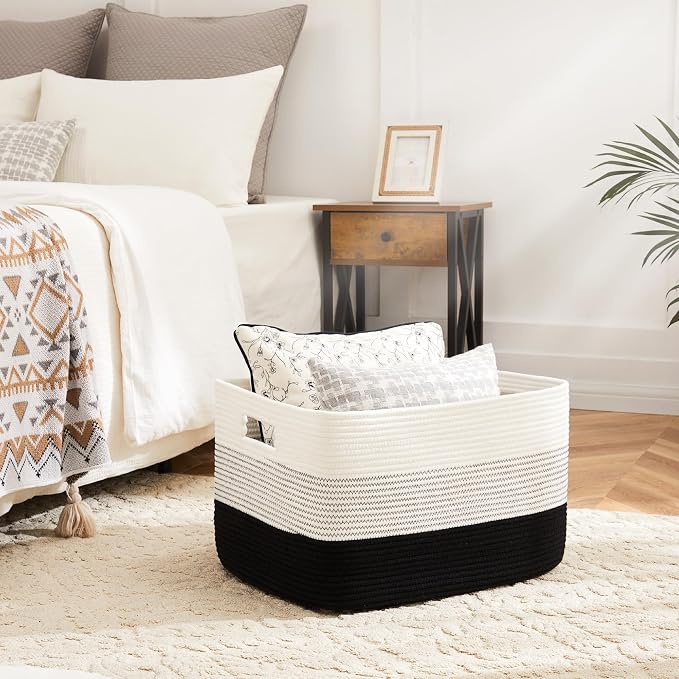 Blanket Basket, Rectangle Woven Baskets - Image 2