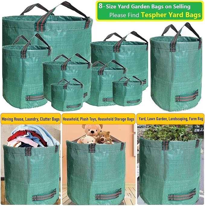 Professional 3-Pack 63 Gallons Lawn Garden Bags Reusable Yard Waste Bag - Image 3