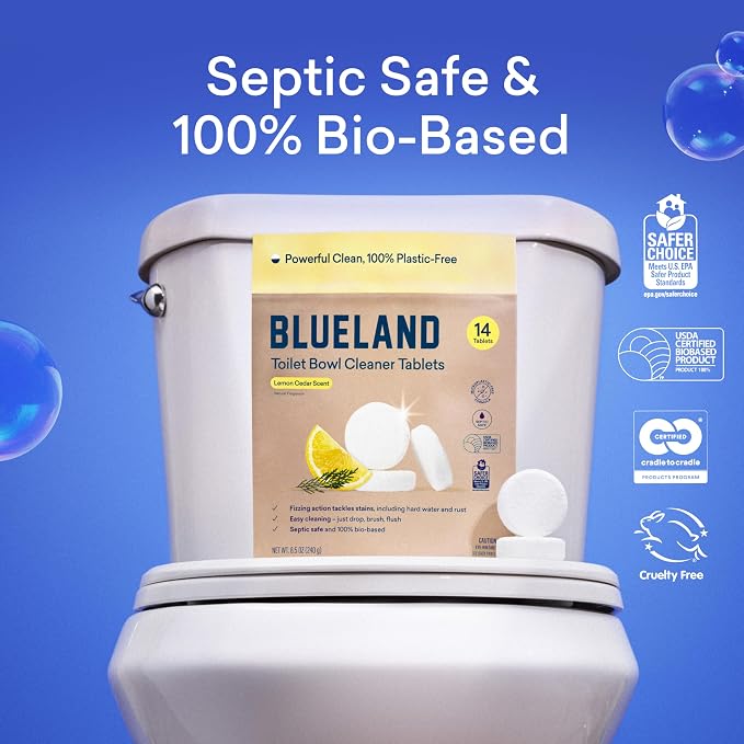 BLUELAND Toilet Bowl Cleaner Tablets, Starter Set, Lemon Cedar, Plastic-Free - Image 5