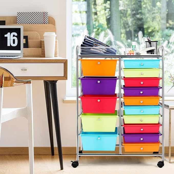 GOFLAME 15-Drawer Rolling Storage Cart, Utility Cart - Image 2