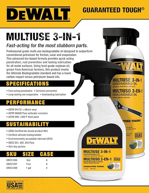 DEWALT 3 in 1 Multi Purpose Biodegradable Penetrating Oil – Professional Grade - Image 3