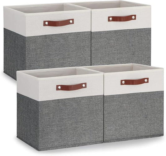 Temary 13x13 Storage Cubes 4 Pack Fabric Cube Storage Bins Large Storage Baskets by TEMARY