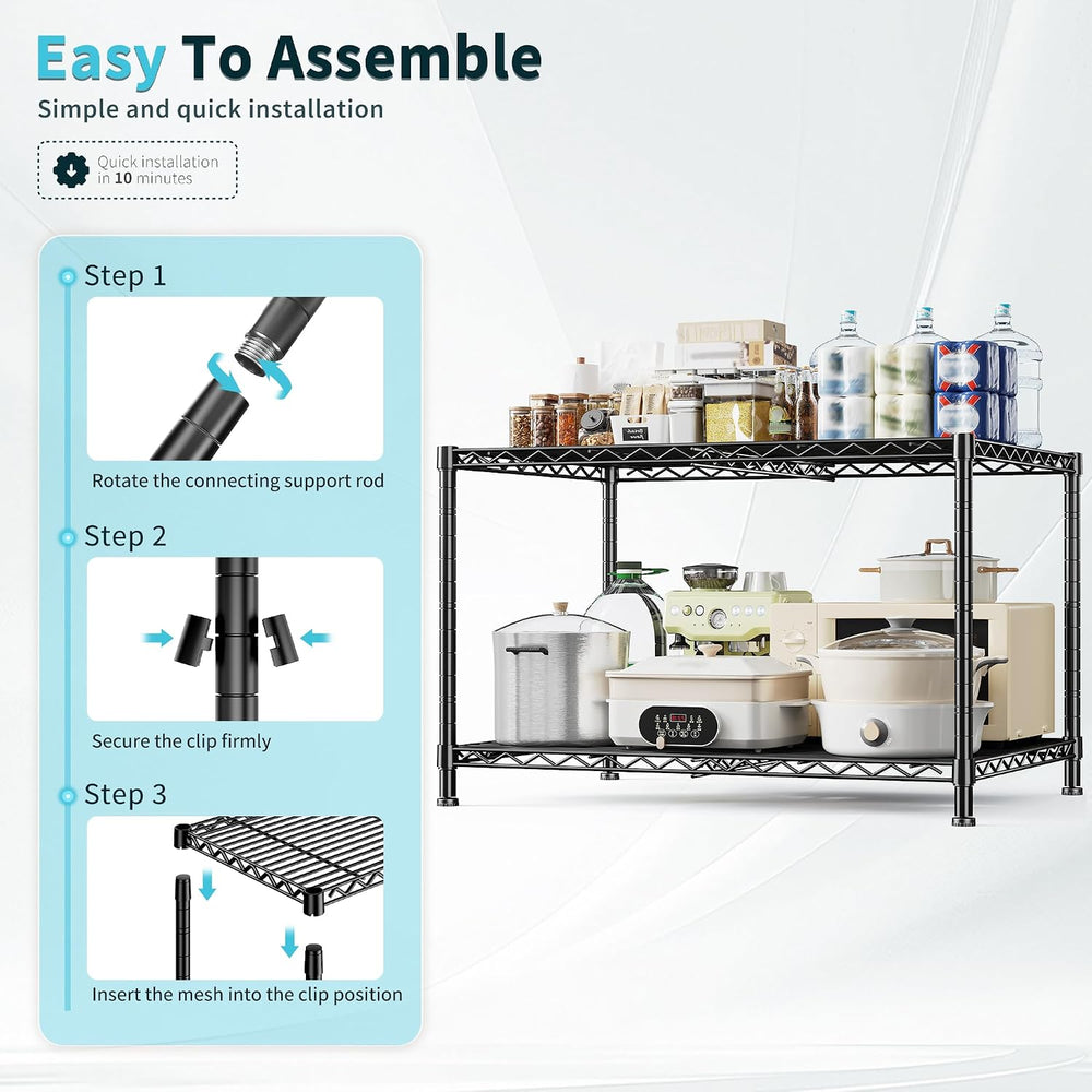 DurayLoly Wire Shelving 2-Tier Adjustable Storage Shelves for Kitchen