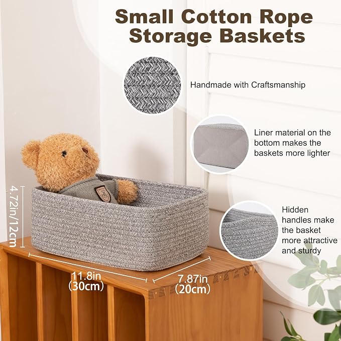3 Pack Small Storage Baskets for Organizing, Cute Woven Decorative Gift Baskets - Image 2