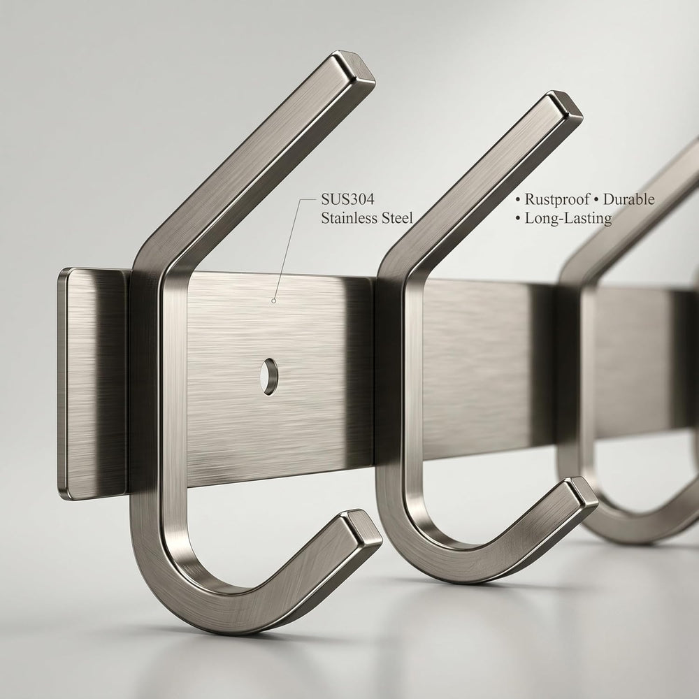 Coat Rack Wall Mount – Brushed Nickel 30 Inch Stainless Steel Hook Rail with ...