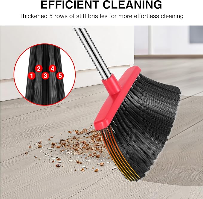 NACENA Broom and Dustpan Set, 52-in Long Adjustable Handle Broom Dustpan Combo - Image 6