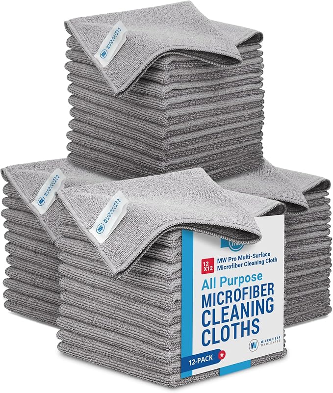 12" x 12" MW Pro Multi-Surface Microfiber Cleaning Cloths | Gray by MicrofiberWholesale