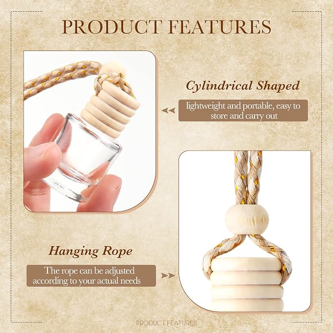BBTO 50 Pcs Hanging Car Air Freshener Car Diffuser Bottles Empty Glass Perfume - Image 4