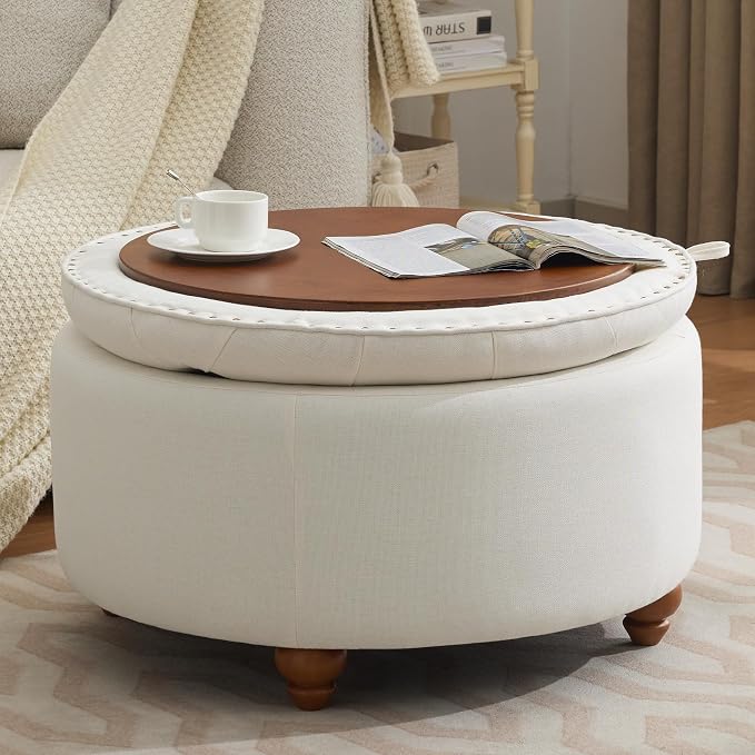 30Inch Round Storage Ottoman - Image 7