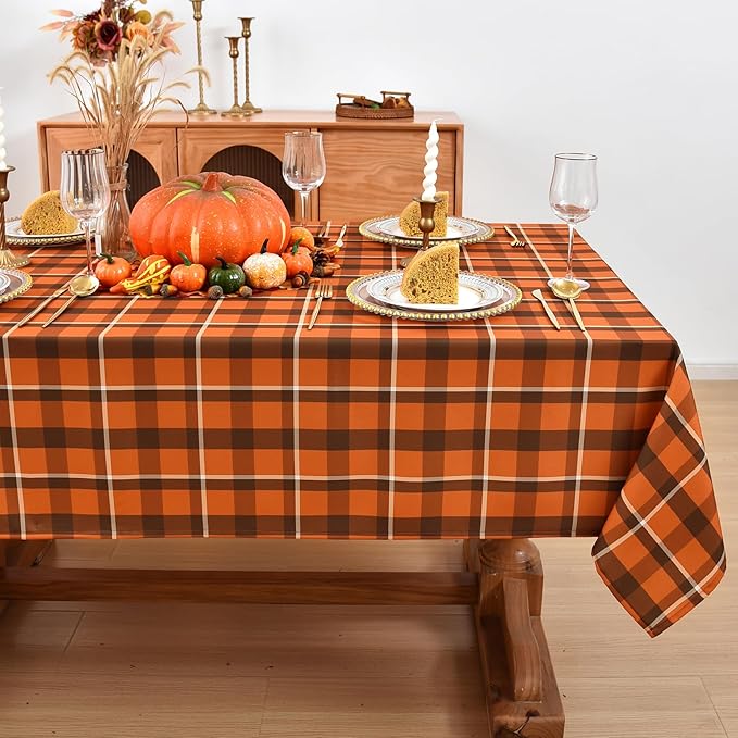 Waterproof Plaid Tablecloth Fabric by Essifunia