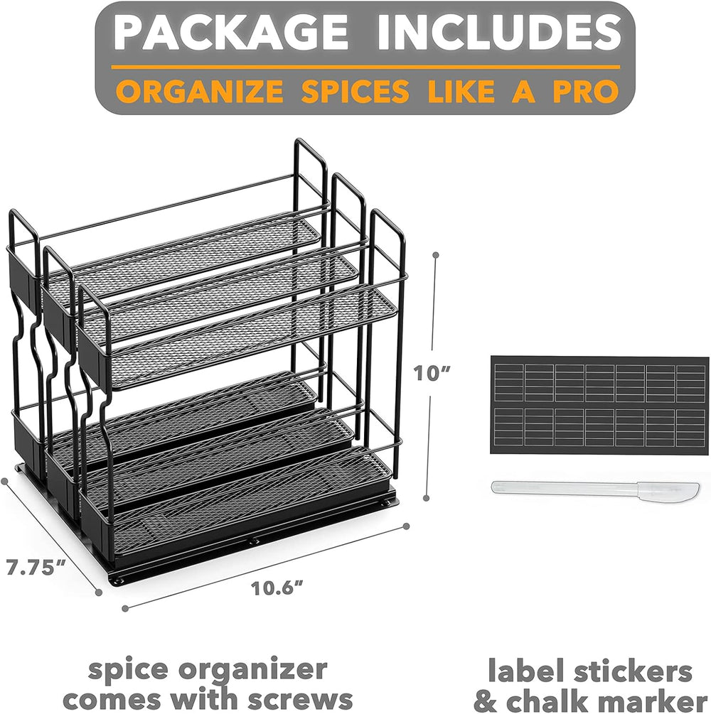 SpaceAid Pull Out Spice Rack Organizer for Cabinet, Heavy Duty Slide Out Seas...