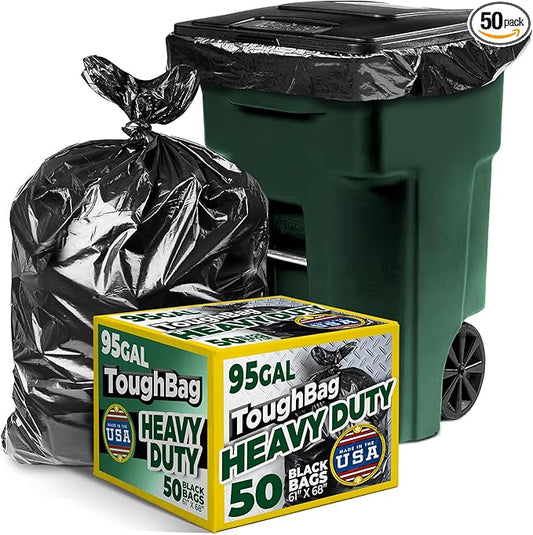 ToughBag 95-96 Gallon Trash Bags Heavy Duty, 100 Gallon Can Liners by ToughBag