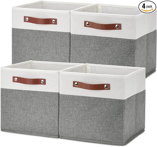 Temary Cube Storage Bins 4 Pack Storage Cubes 11×11 Fabric Storage Bins by TEMARY