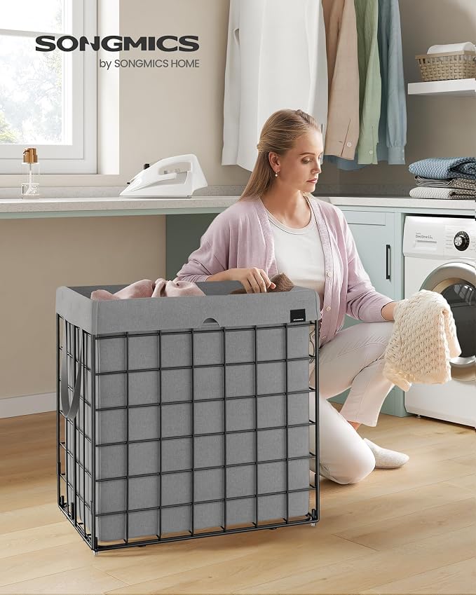 SONGMICS Laundry Hamper, 34.3 Gal. Laundry Basket, Collapsible Clothes Hamper - Image 2