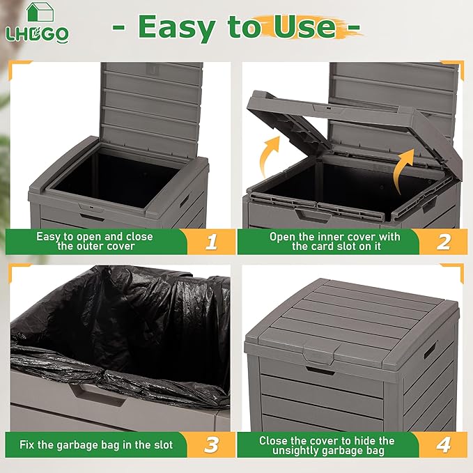 Outdoor Trash Can, 2 Set of 31 Gallon Garbage Can - Image 5
