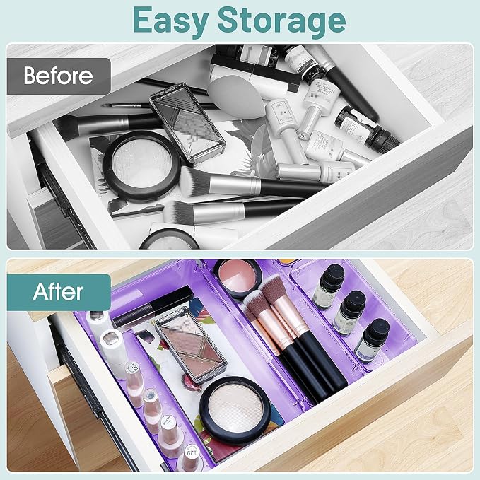 WOWBOX 25 PCS Plastic Drawer Organizer Set, Desk Drawer Divider Organizers and - Image 4