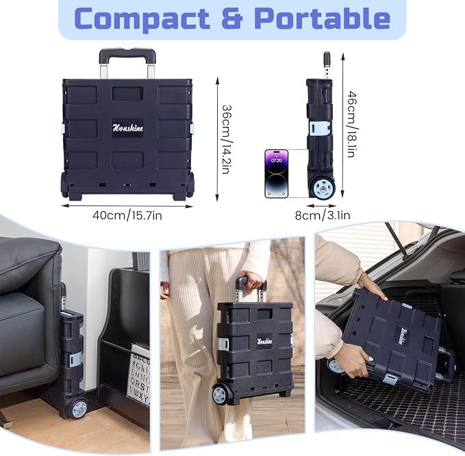 Collapsible Rolling Crate on Noiseless Wheels: Portable Utility Cart - Image 4