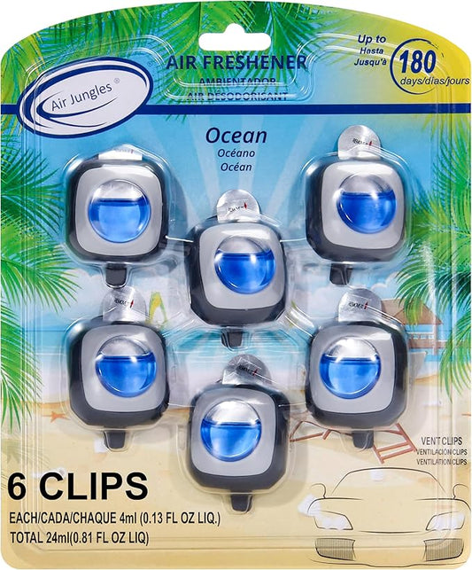 Air Jungles Ocean Scent Car Air Freshener Clip, 6 Vent Clips, 4ml Each by AirJungles
