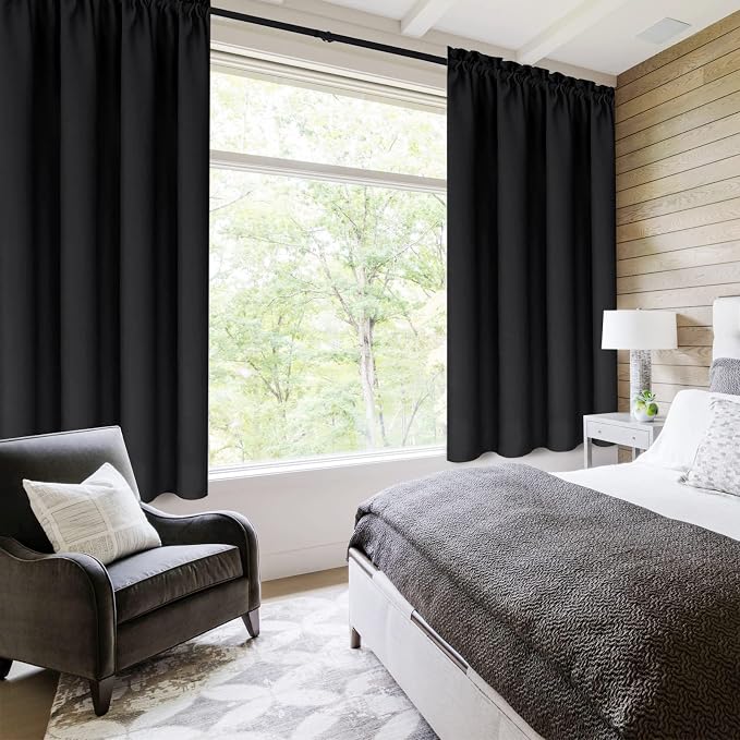 DWCN Black Short Blackout Curtains - Image 2