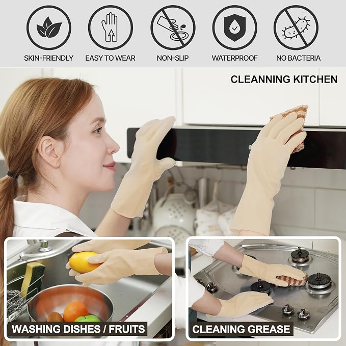 MAMISON 10 Pack Simple and Short Hands Gloves, Reusable Non-Slip Rubber Gloves - Image 4