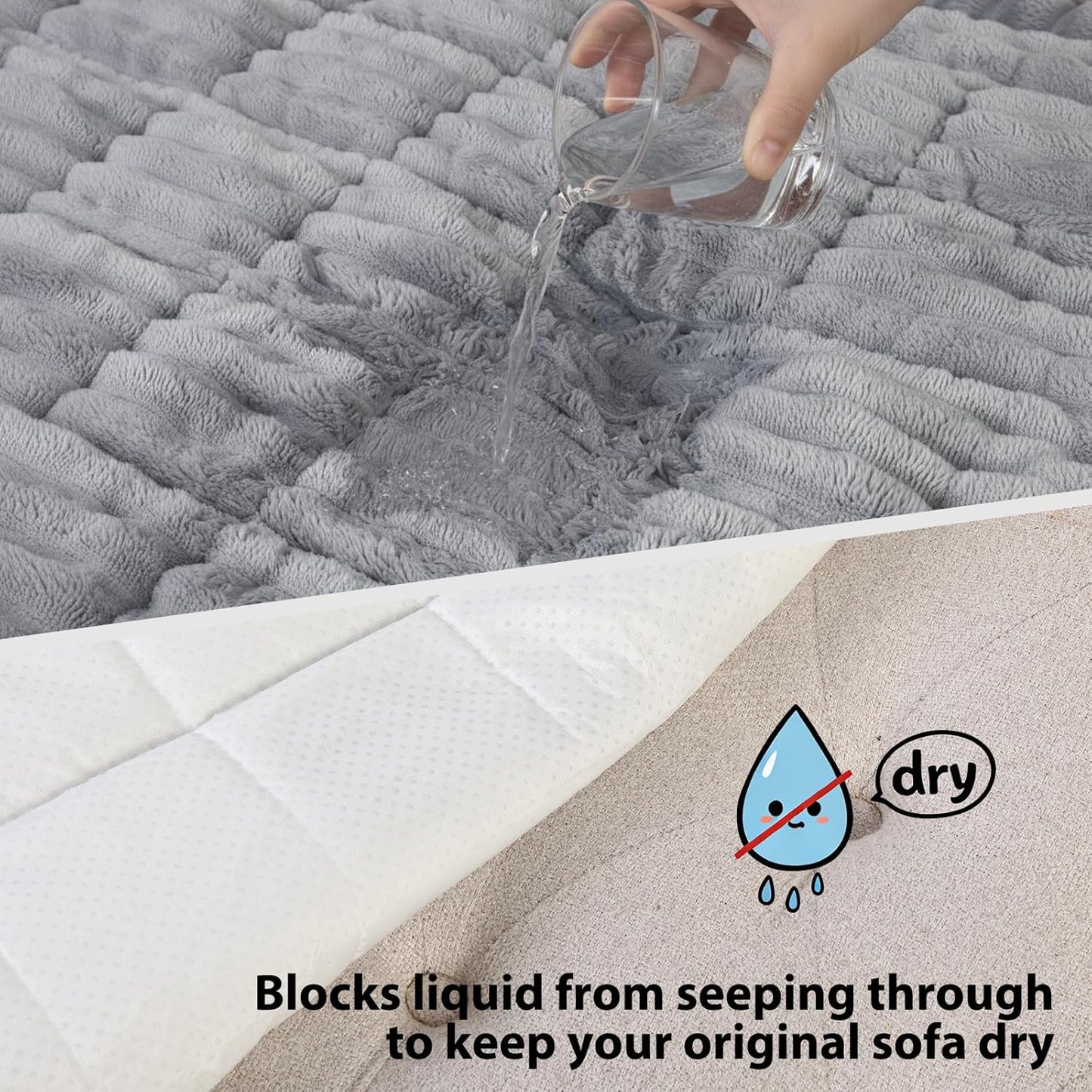 Fixwal Waterproof Dog Couch Cover, Washable Non-Slip Pet Couch Covers for Sofa, Leak-Proof Sofa Protector for Dogs, Pet Friendly Thick Soft Fuzzy Furniture Cover (Grey, 27.6" x 59.1")
