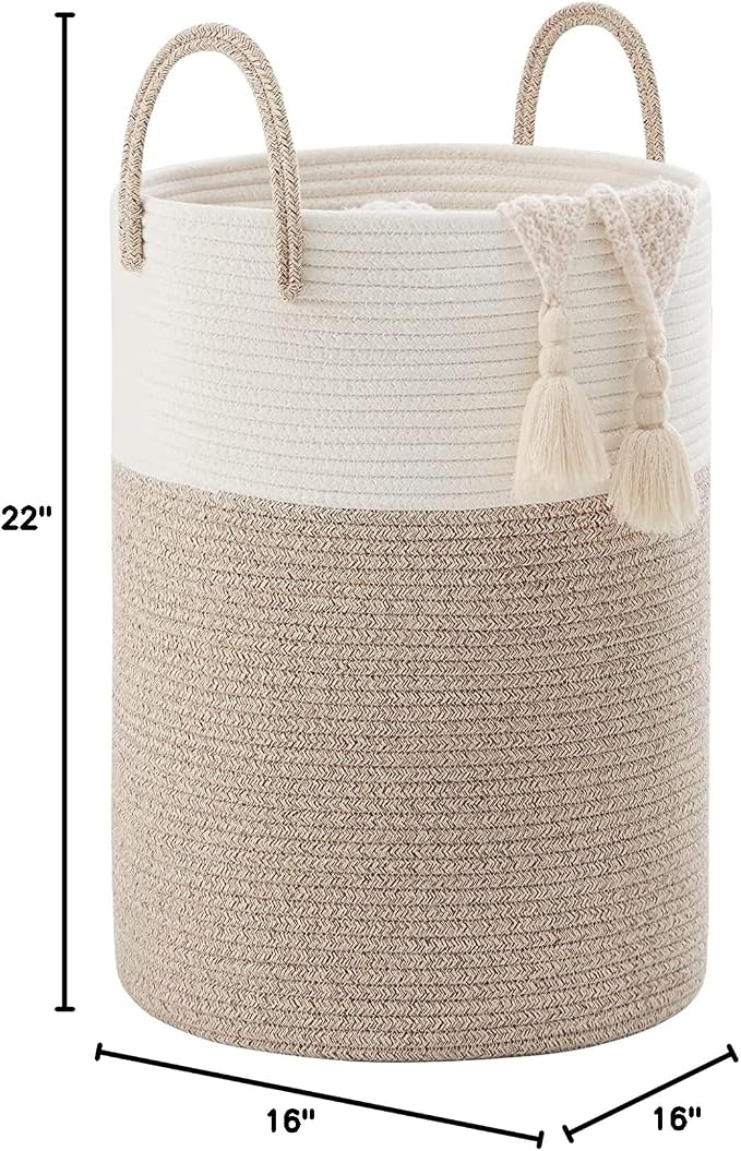YOUDENOVA Woven Rope Laundry Hamper Basket, 72L Tall Luandry Basket, Baby - Image 9