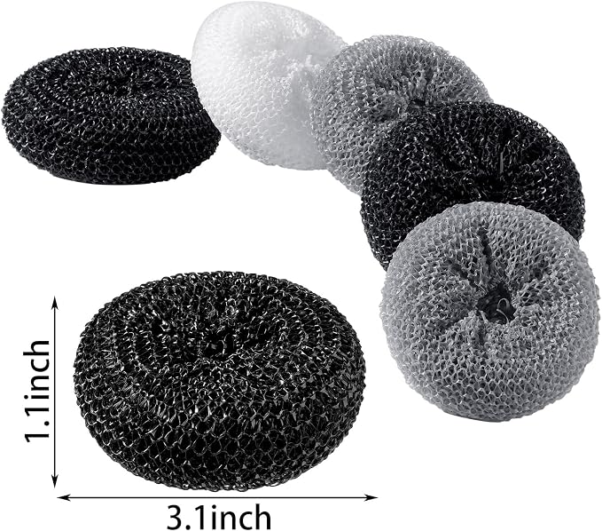 Blulu Plastic Dish Scrubbers for Dishes Pot Round Nylon Pad, Mesh Scouring Non - Image 2