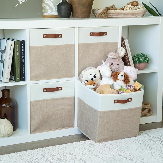OrganiHaus 13x13 Cube Fabric Storage Bins Set of 4, Fabric Storage Cubes w/ - Image 3
