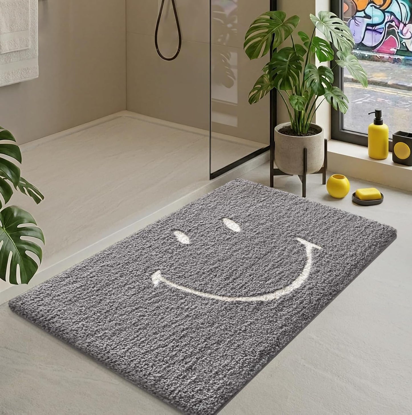 LUMI Grey Bathroom Rugs 20x32, Non Slip Absorbent Extra Thick Bath Mat, Soft Plush Microfiber Machine Washable Carpet for Bathroom Shower, Tub, Sink