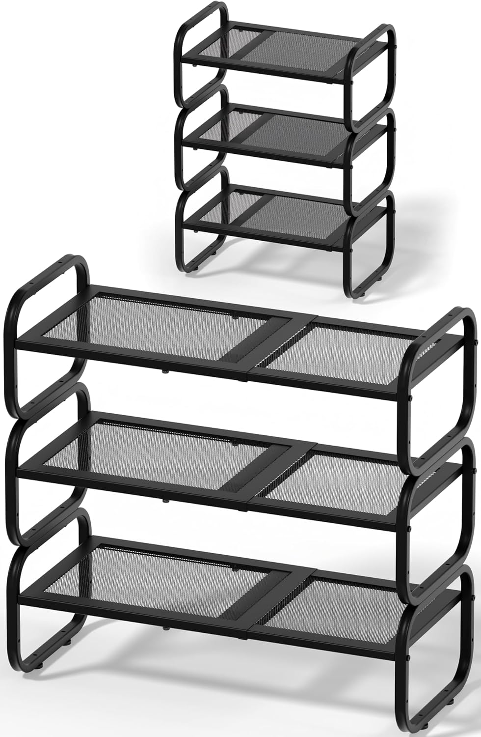3 Tier Shoe Rack - Expandable Shoe Organizer for Closet