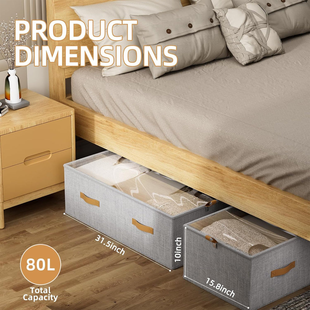 10inch 3 Pack Under Bed Storage Containers, 10 Inch Tall Underbed Clothes Sto...