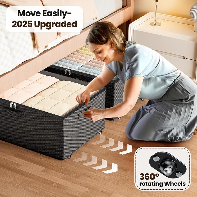 Underbed Storage with Wheels, 2 Pack Under Bed Storage Containers with Clear - Image 5