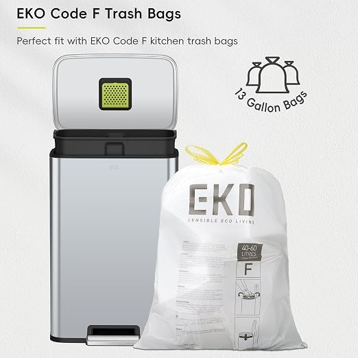 EKO Madison Matte Grey Stainless Steel 50 Liter/13.2 Gallon Step Trash Can - Image 4