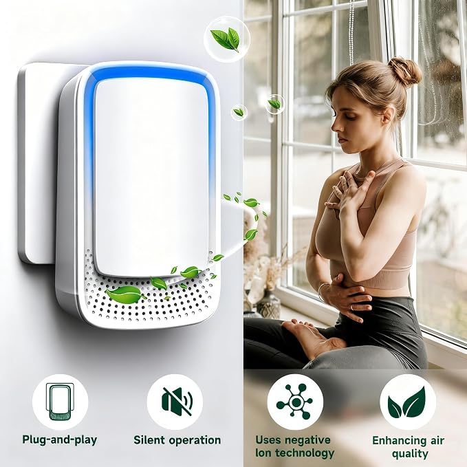 Plug In Air Ionizer Purifier for Home, Negative Ion Generator, Quiet Air - Image 2