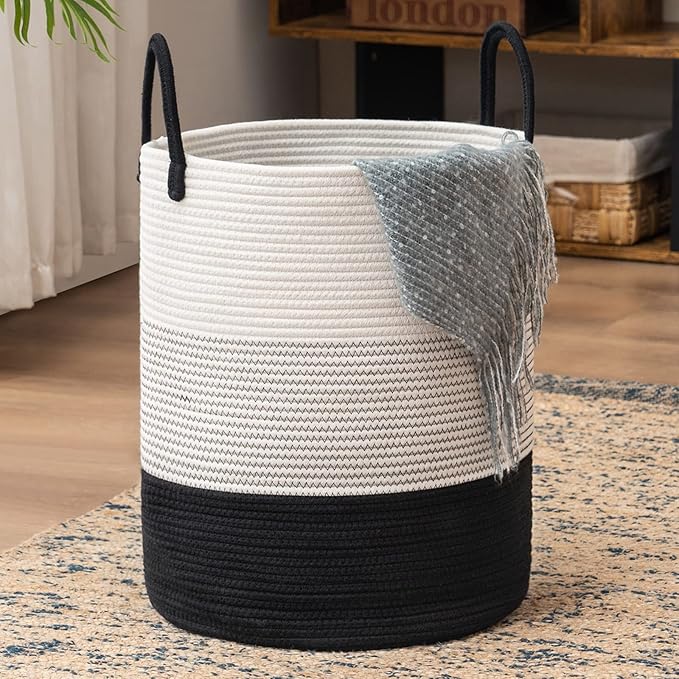 Woven Rope Laundry Hamper Basket by YOUDENOVA, Tall Luandry Basket, Baby by YOUDENOVA