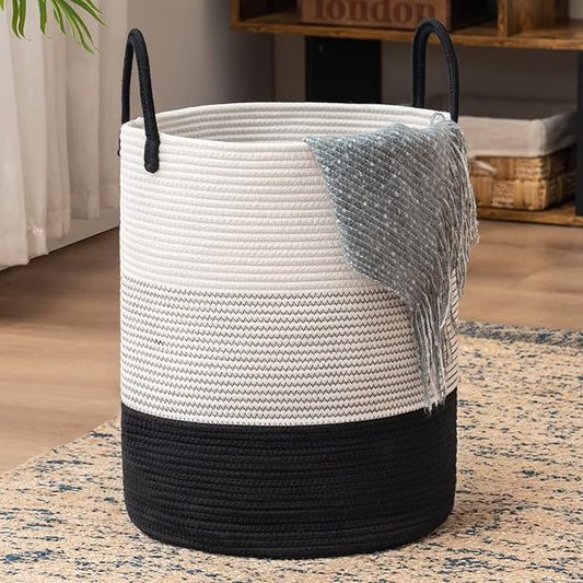 Woven Rope Laundry Hamper Basket by YOUDENOVA, Tall Luandry Basket, Baby by YOUDENOVA