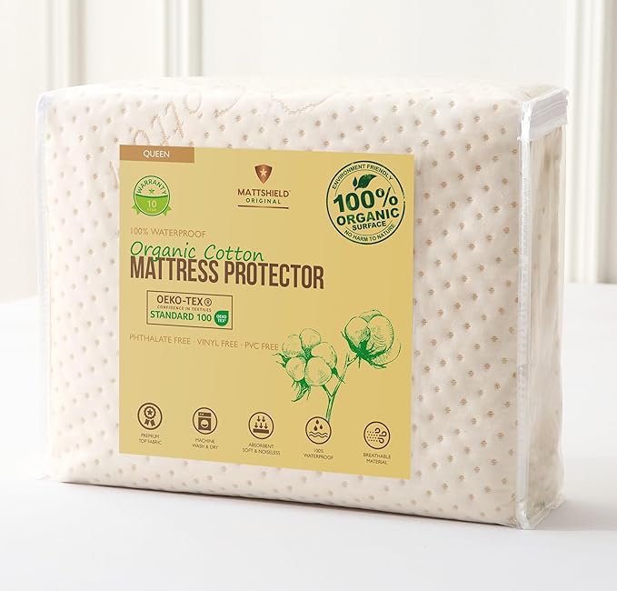 Luxury Waterproof Organic Mattress Protector Queen by MATTSHIELDORIGINAL