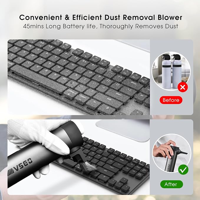 VSGO Electric Compressed Air Duster, Portable Cordless Handheld Air Blower - Image 2