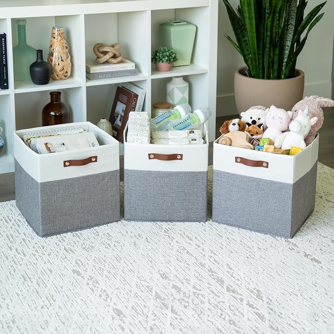 OrganiHaus 13x13 Cube Fabric Storage Bins Set of 4, Fabric Storage Cubes w/ - Image 4