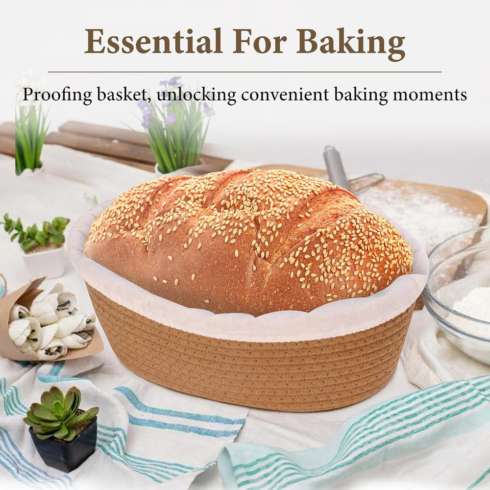 10 Inch Oval Cotton Banneton Proofing Basket Set of 6, Mini Sourdough Bread B...