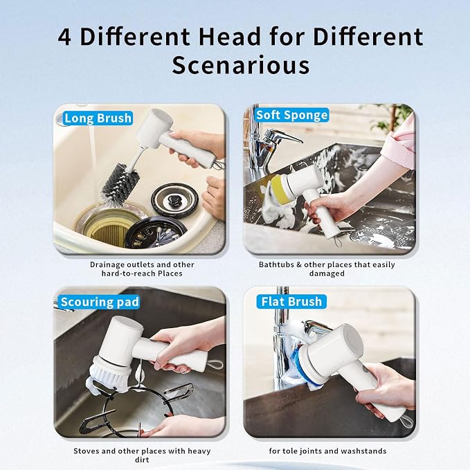Electric Scrubber Spin- Rechargeable Cordless Handheld Spin Brush - Image 3