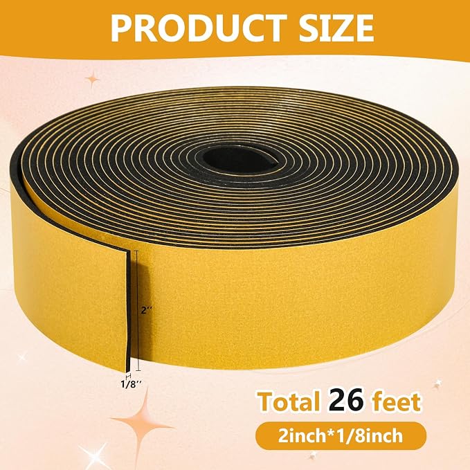 26Feet Weather Stripping Seal for Door Window, High Density Foam Tape, - Image 2