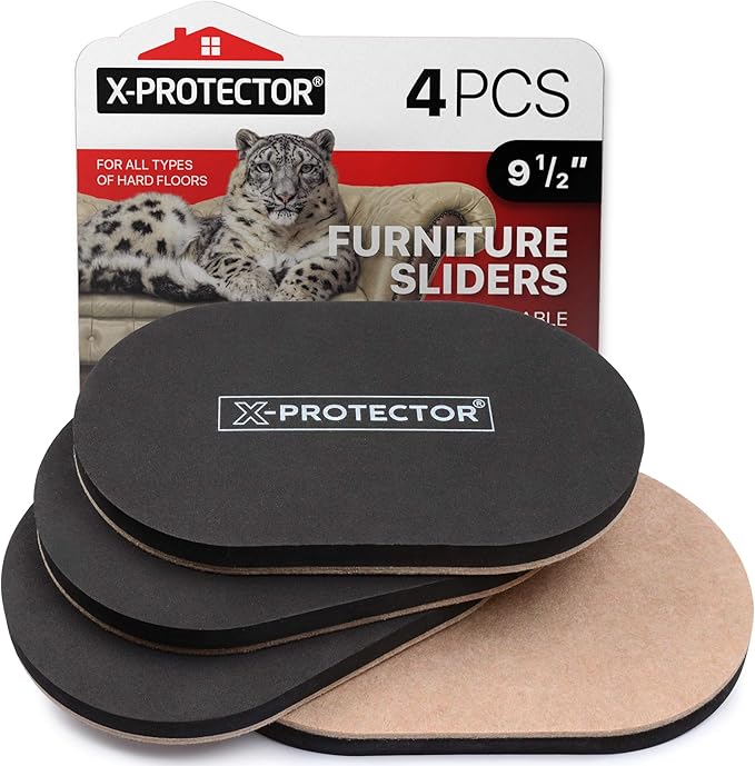 Felt Furniture Sliders Hardwood Floors X-PROTECTOR – 4 PCS 9 1/2 inch Furniture by X-Protector