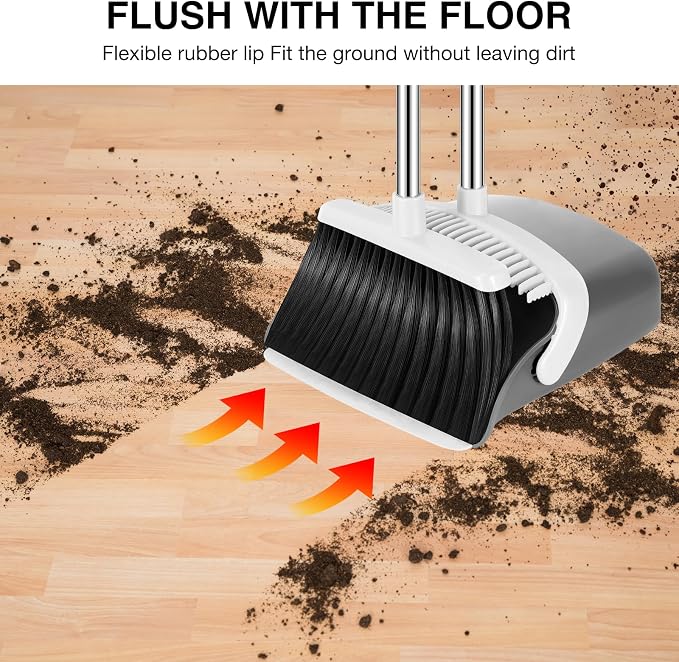 NACENA Broom and Dustpan Set, 52-in Long Adjustable Handle Broom Dustpan Combo - Image 5