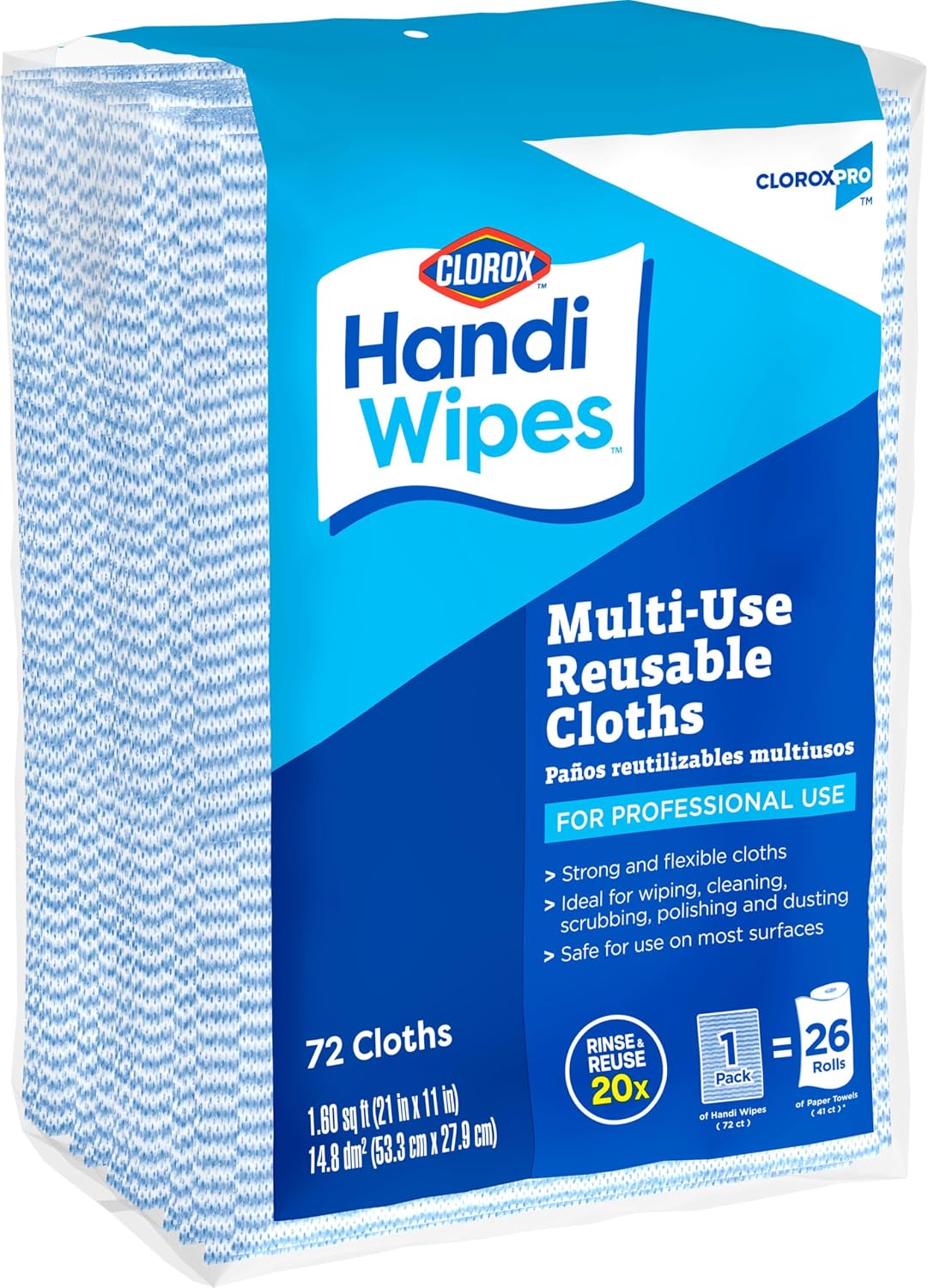 CloroxPro Clorox Handi Wipes Multi Use Reusable Cloths, 72 Count