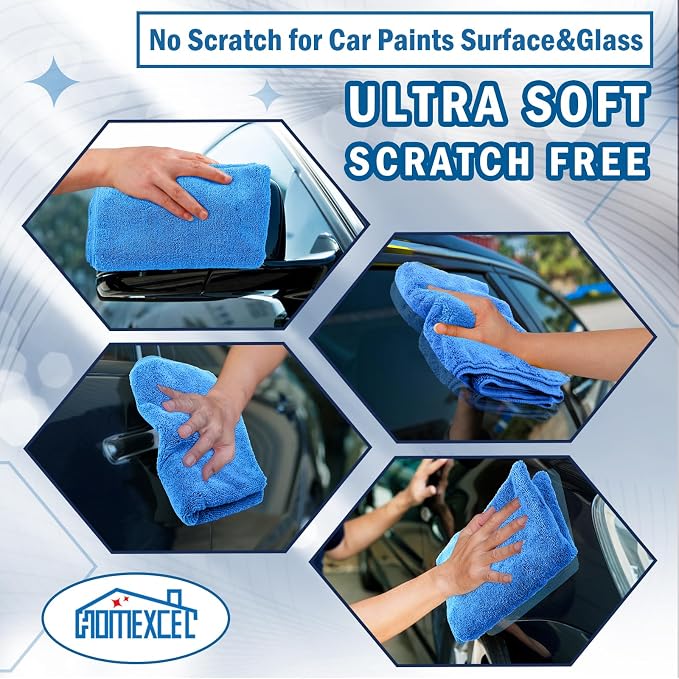 HOMEXCEL Professional Large Microfiber Car Drying Towels 2 Pack, Lint Free - Image 6