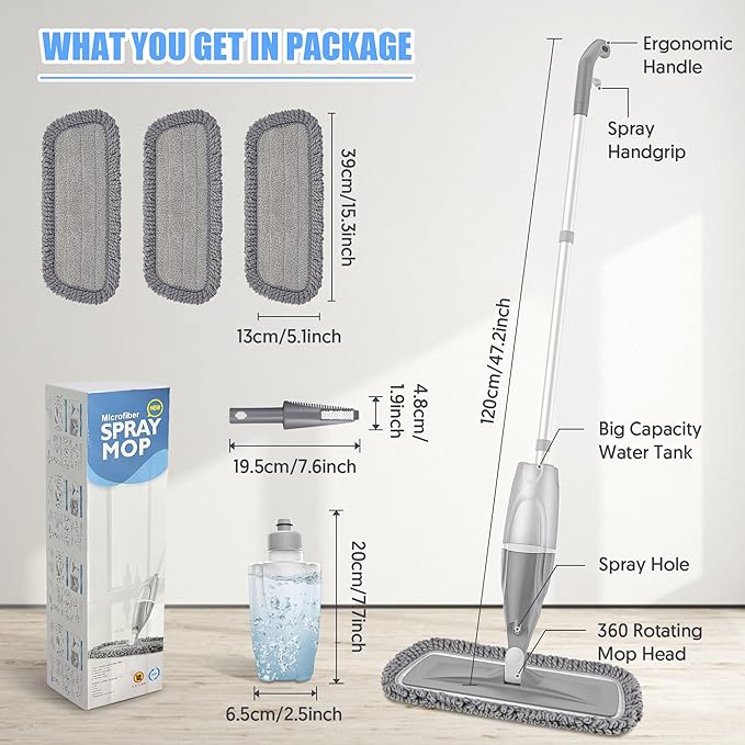 Microfiber Spray Mops for Floors Cleaning: EXEGO Dust Mop Wet Mop - Image 5