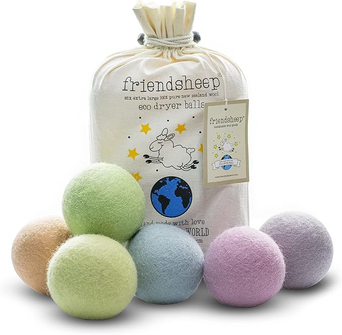 Friendsheep Wool Dryer Balls, Organic Reusable Fabric Softener Alternative by Friendsheep